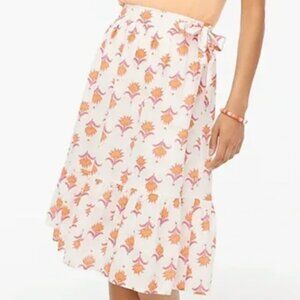 JCrew Factory tiered faux-wrap floral print midi skirt, size 2 NWT